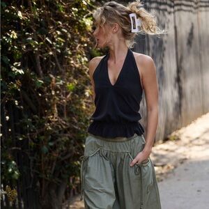 Black Sleeveless Ruffle Top